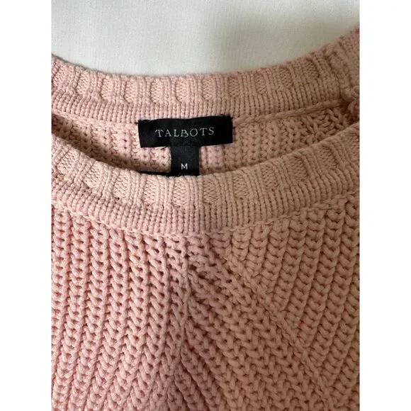Talbots Women's Classic Blush Pink Pointelle Sweater, Size M - Picture 2 of 4